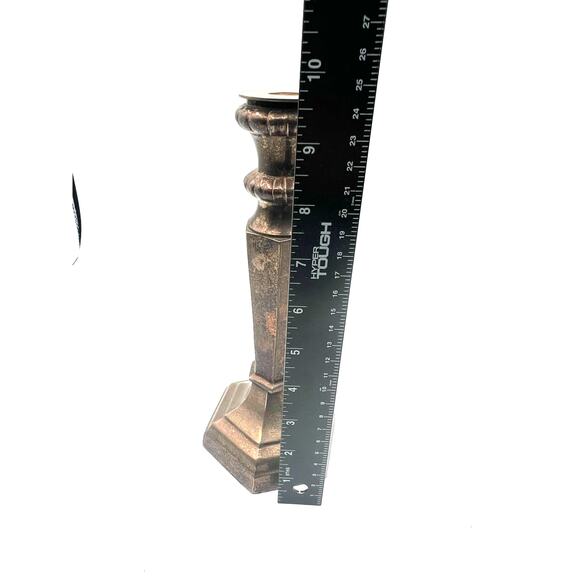 Vintage Pottery‎ Barn Silver Candle Stick Holders Hexagon Heavy Set 9.5 Inches - Picture 5 of 5